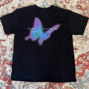 Post Malone Concert Tour Mens Large Black Butterfly Twelve Carat Merch T Shirt